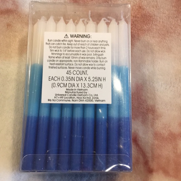 Festive Lights Hanukkah Candle Set of 45 count NWT Variagated Color Bluetowhite - Picture 8 of 10